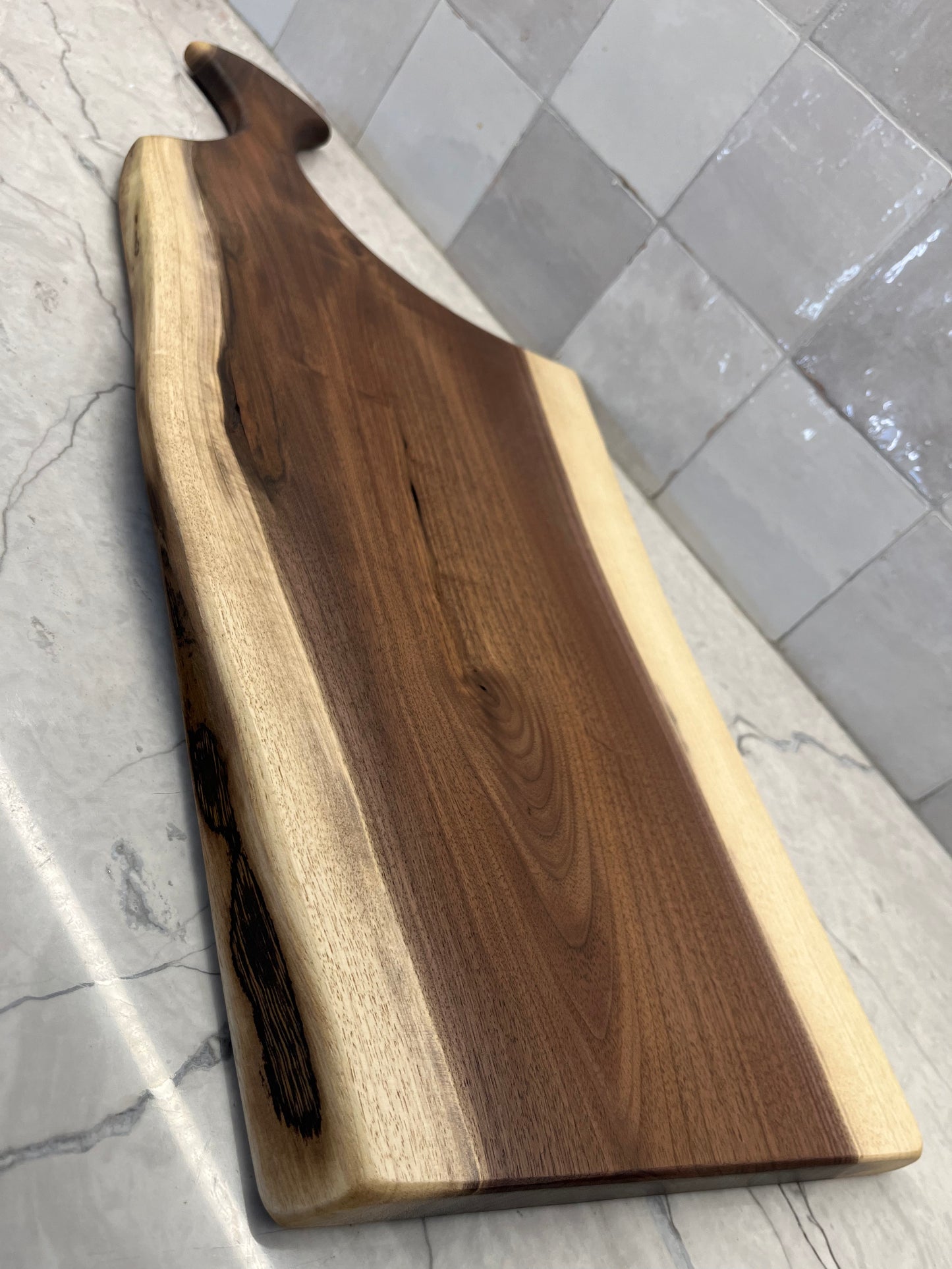29.5 x 10-12” Black Walnut Live-Edge Charcuterie Board