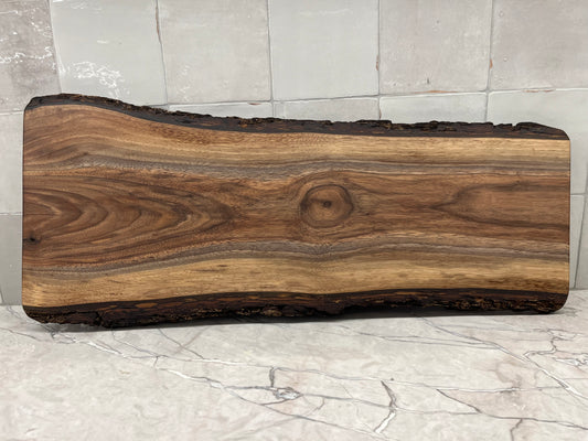 25.5” x 10” Black Walnut Live-Edge Charcuterie Board