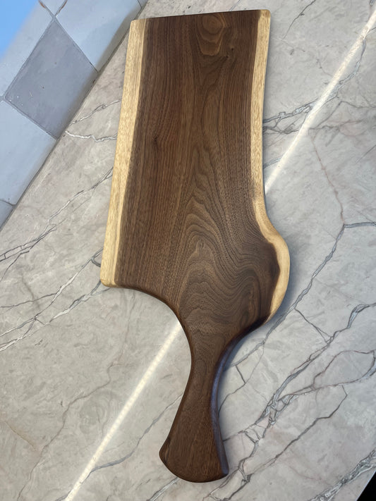 26” x 9" Black Walnut Live-Edge Charcuterie Board