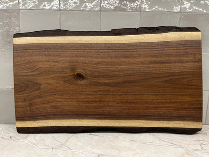 24” x 13” Black Walnut Live-Edge Charcuterie Board