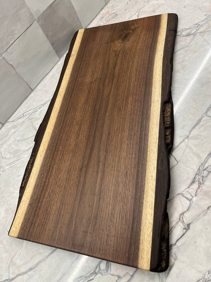 24” x 12” Black Walnut Live-Edge Charcuterie Board