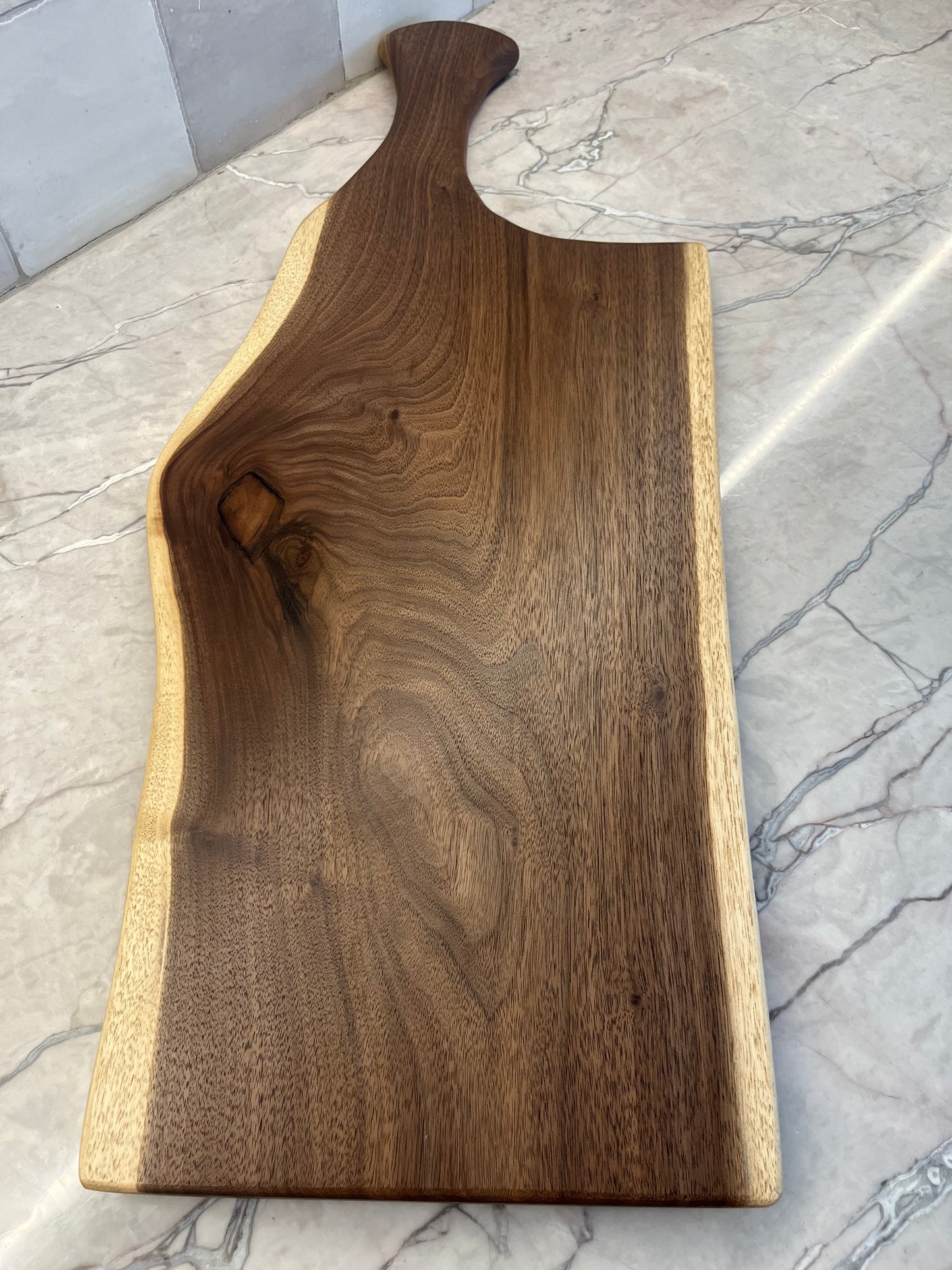 28” x 10” Black Walnut Live-Edge Charcuterie Board