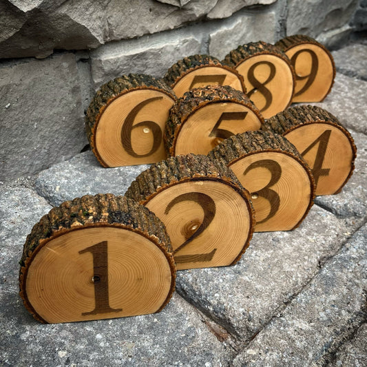 live-edge ash table numbers laser engraved numbers 1-9