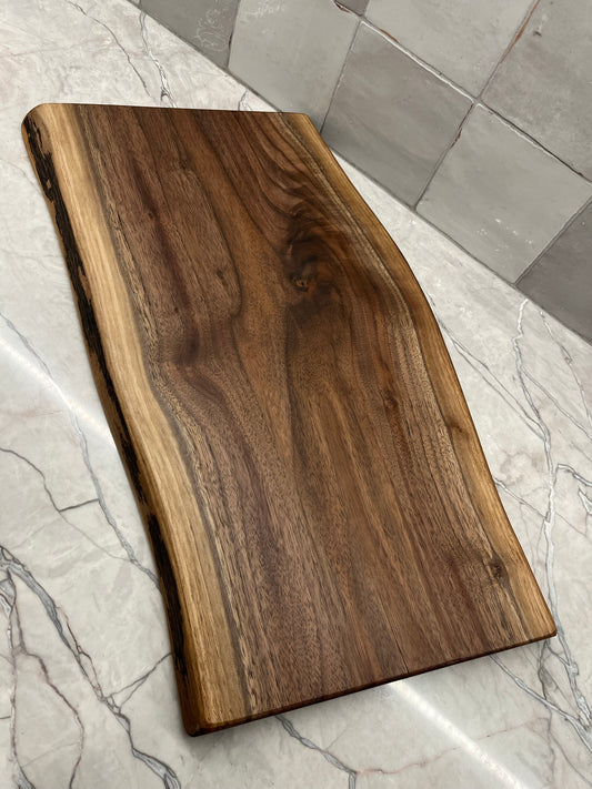 21” x 11” Black Walnut Live-Edge Charcuterie Board