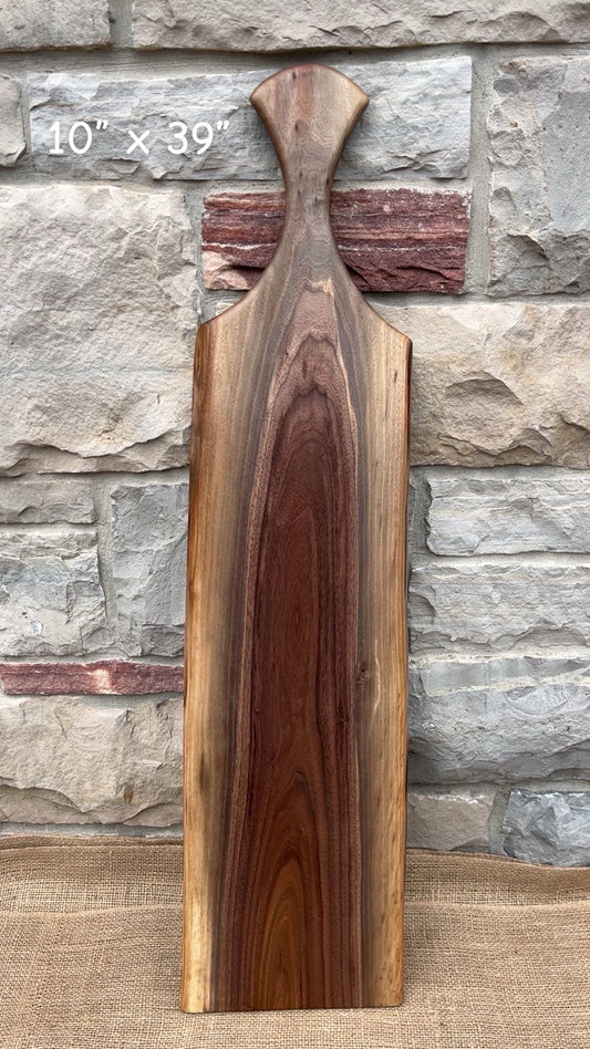 XL 39” x 10” Black Walnut Live-Edge Charcuterie Board