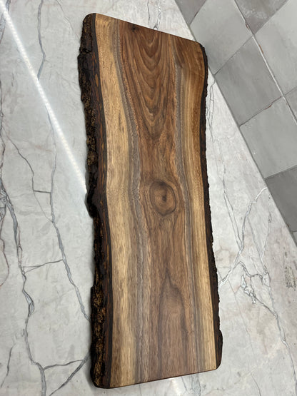 25.5” x 10” Black Walnut Live-Edge Charcuterie Board