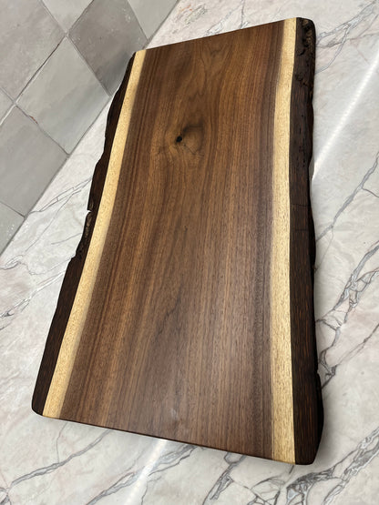 24” x 13” Black Walnut Live-Edge Charcuterie Board