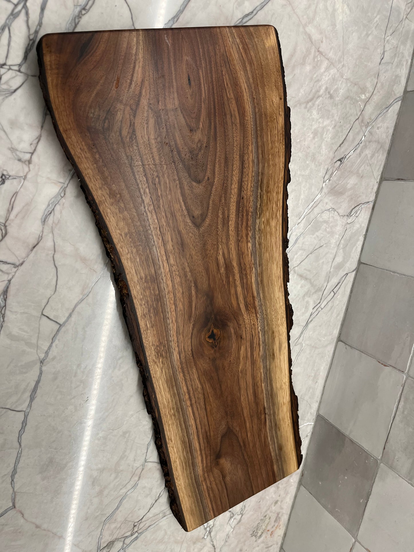 25.5” x 10” Black Walnut Live-Edge Charcuterie Board