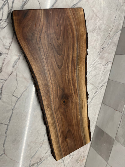 25.5” x 10” Black Walnut Live-Edge Charcuterie Board