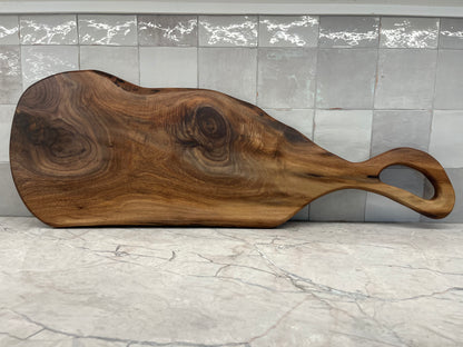 38” x 12” Black Walnut Live-Edge Charcuterie Board