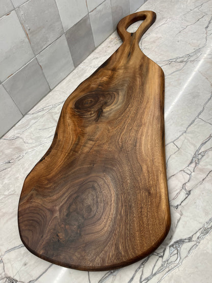 38” x 12” Black Walnut Live-Edge Charcuterie Board