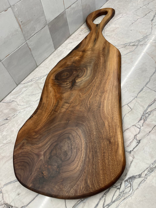 38” x 12” Black Walnut Live-Edge Charcuterie Board