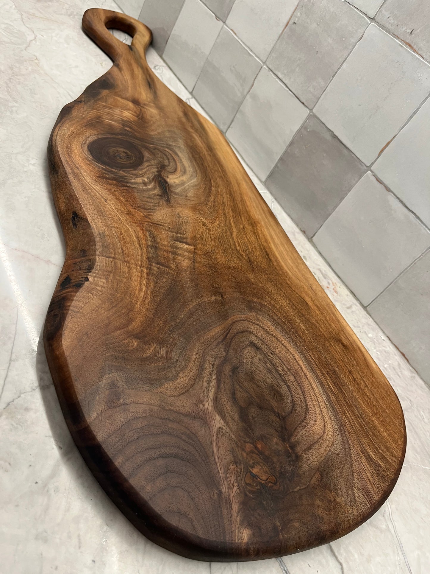 38” x 12” Black Walnut Live-Edge Charcuterie Board