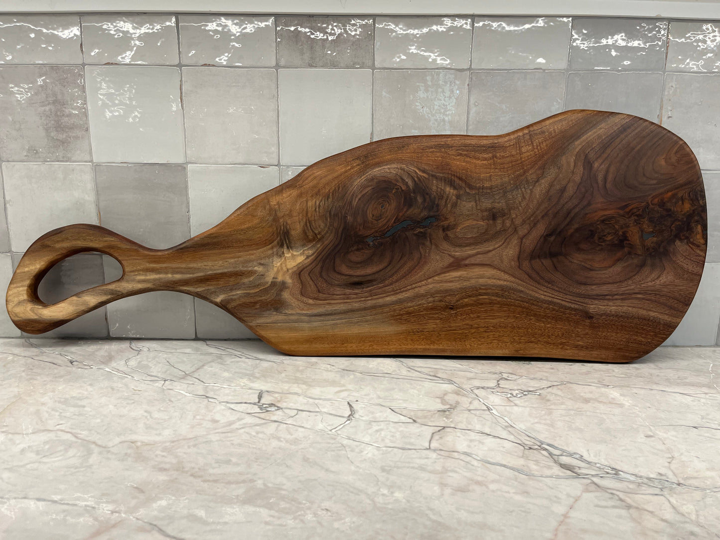 38” x 12” Black Walnut Live-Edge Charcuterie Board