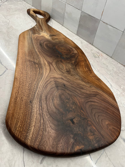 38” x 12” Black Walnut Live-Edge Charcuterie Board