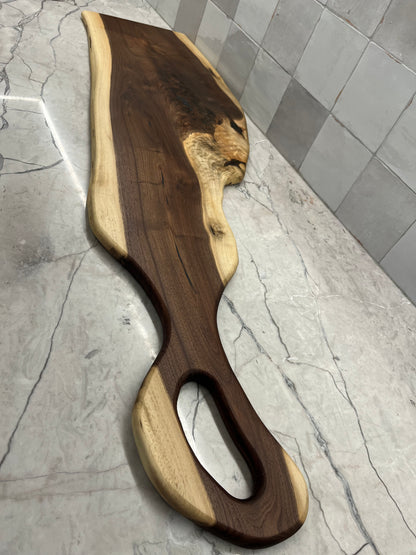 46”x 9” to 12” Black Walnut Live-Edge Charcuterie Board