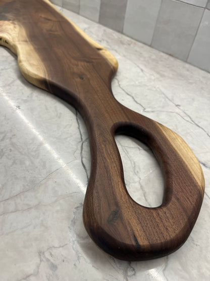 46”x 9” to 12” Black Walnut Live-Edge Charcuterie Board