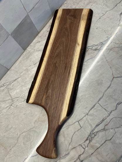 28" x 8” Black Walnut Live-Edge Charcuterie Board