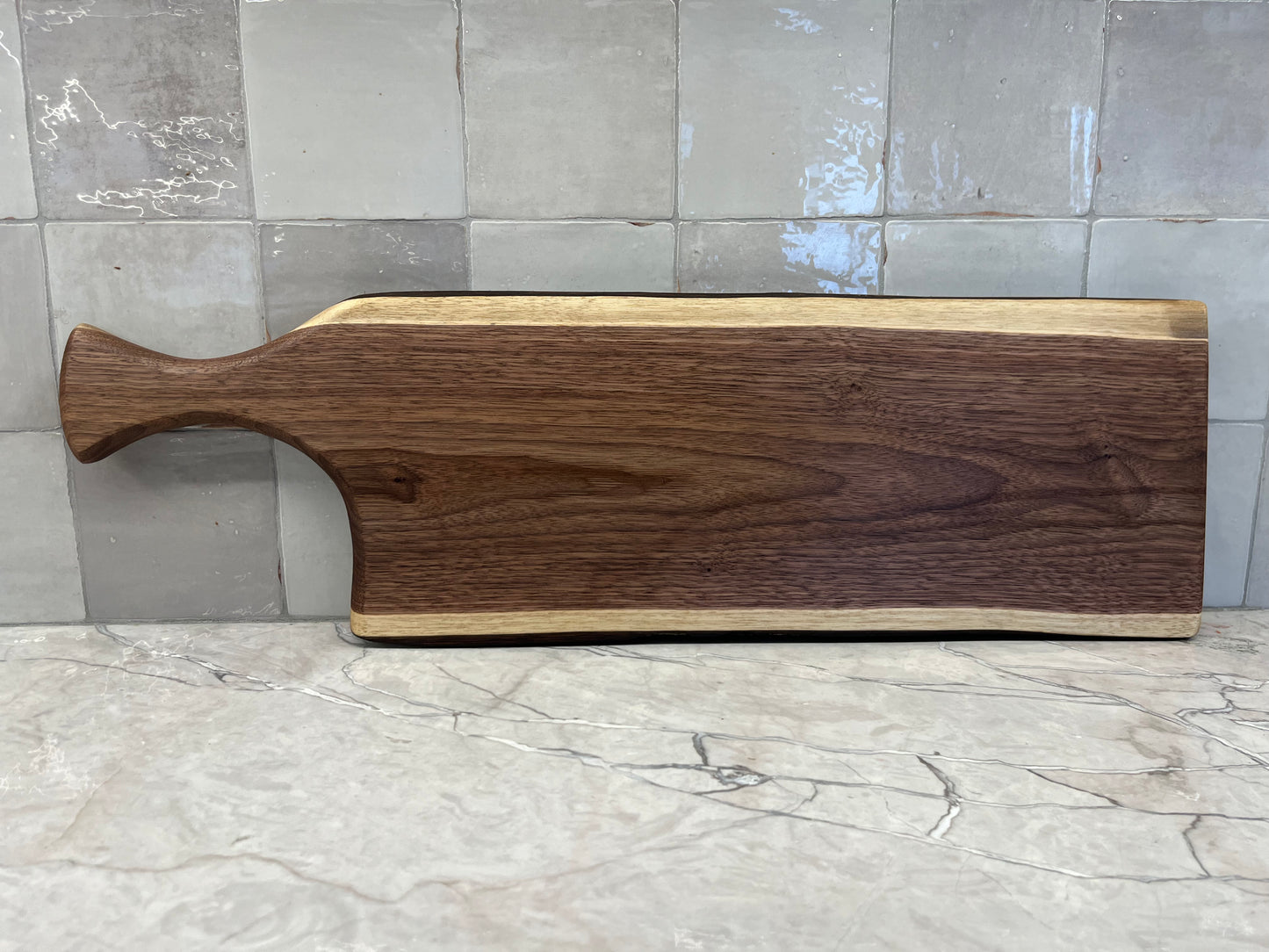 28" x 8” Black Walnut Live-Edge Charcuterie Board