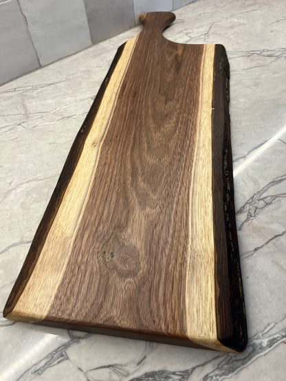 28" x 8” Black Walnut Live-Edge Charcuterie Board