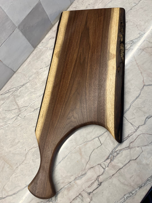 28" x 11" Black Walnut Live-Edge Charcuterie Board