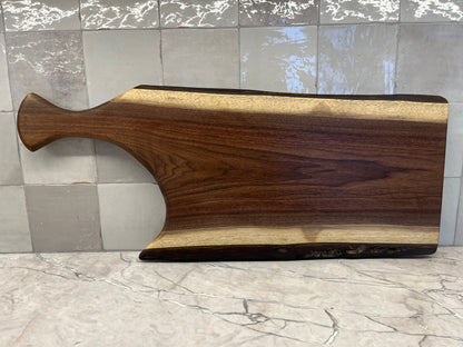 28" x 11" Black Walnut Live-Edge Charcuterie Board