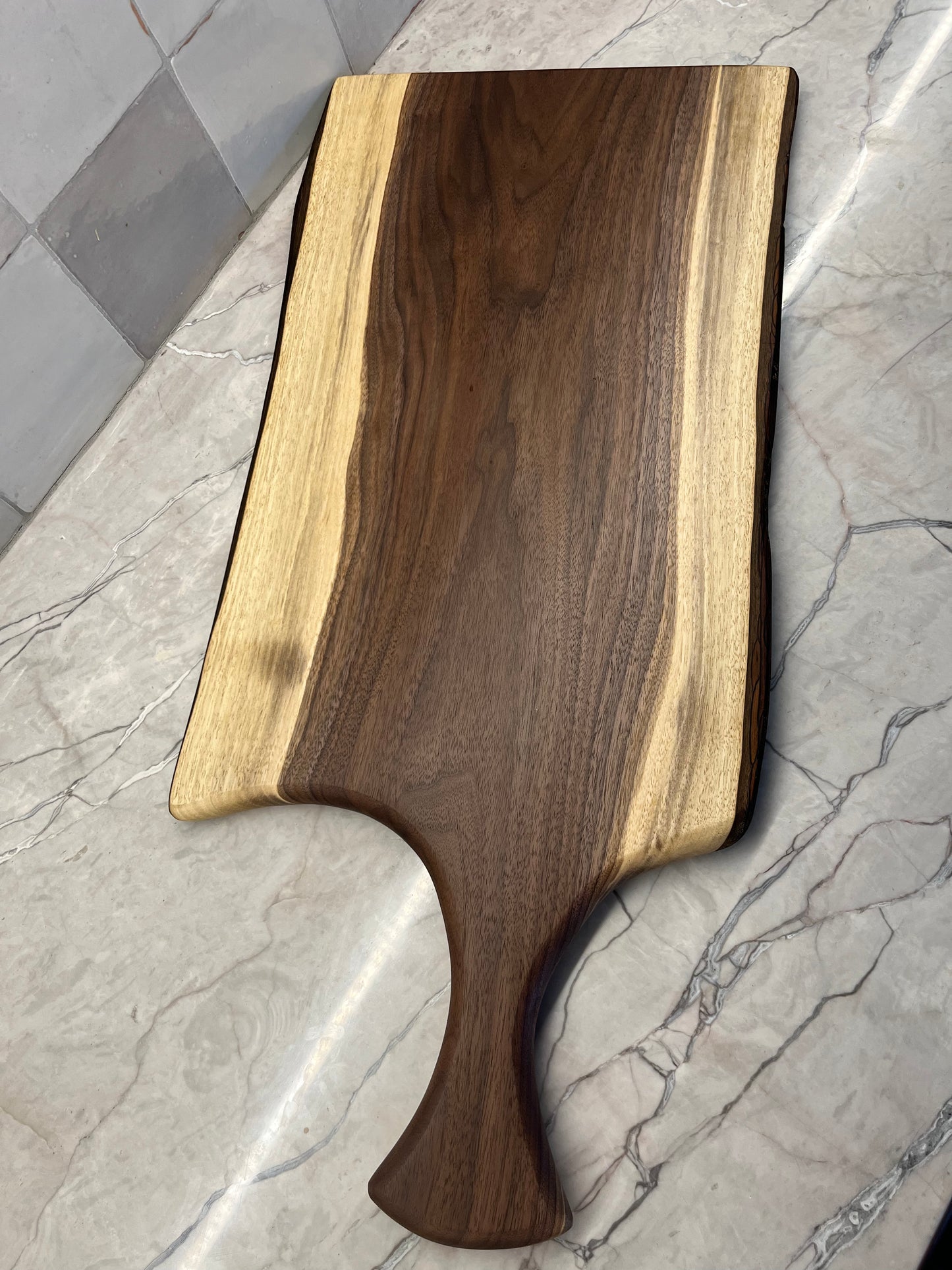 27" x 12" Black Walnut Live-Edge Charcuterie Board