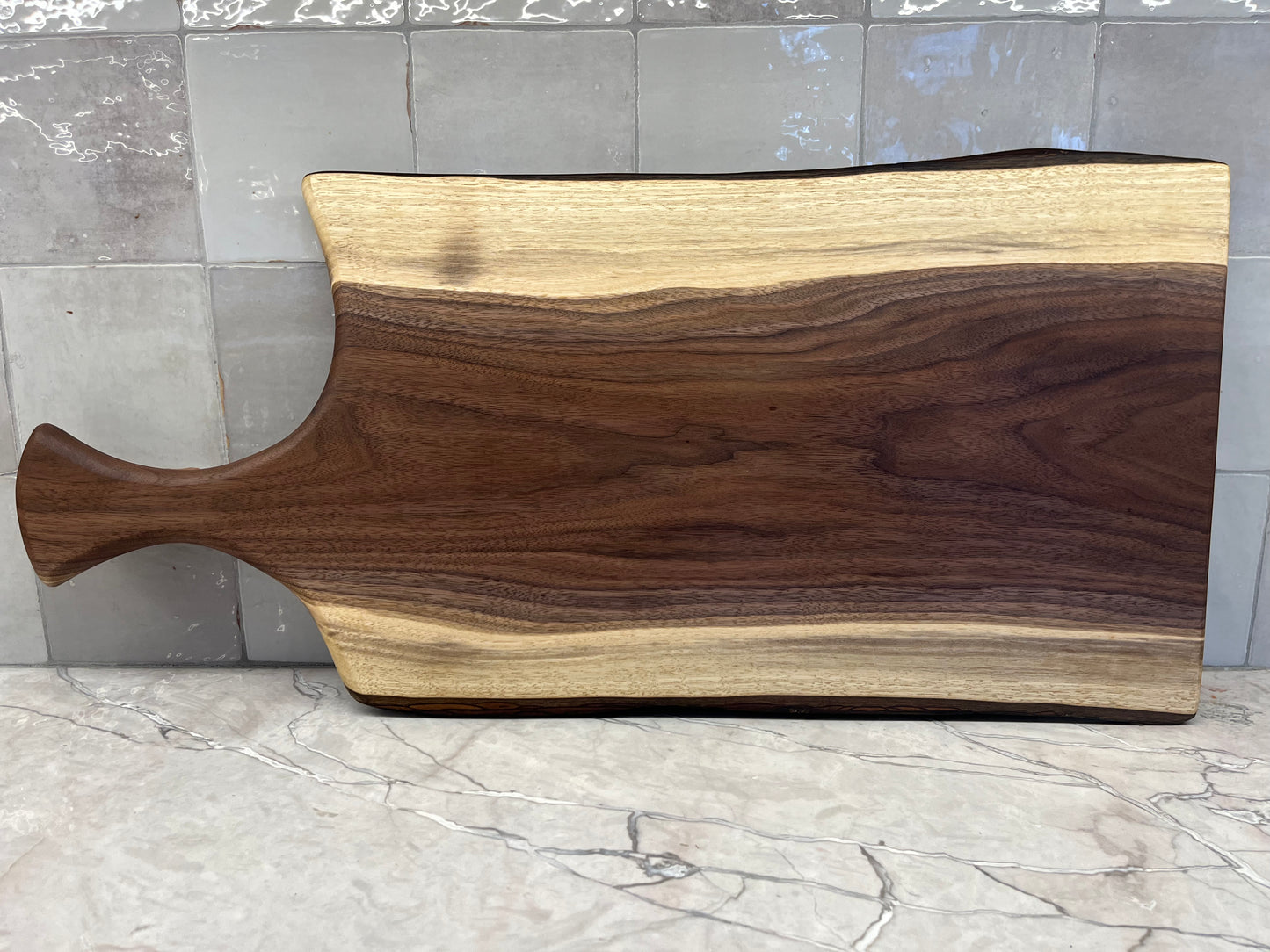 27" x 12" Black Walnut Live-Edge Charcuterie Board