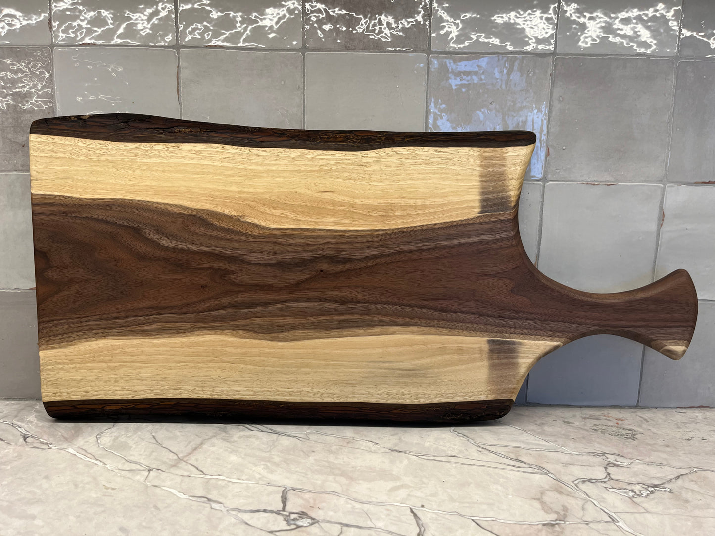 27" x 12" Black Walnut Live-Edge Charcuterie Board