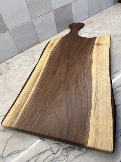 27" x 12" Black Walnut Live-Edge Charcuterie Board