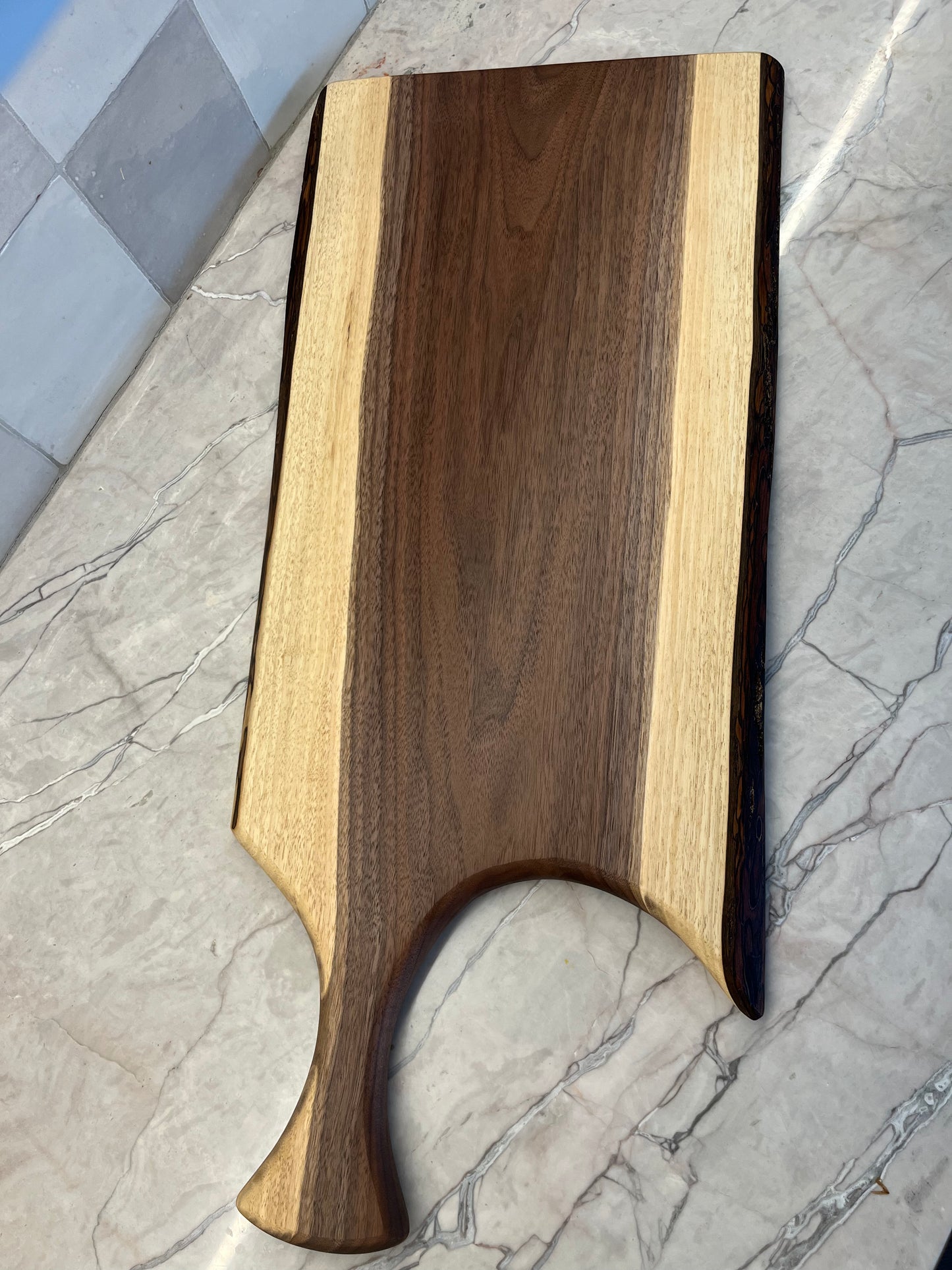 27" x 12" Black Walnut Live-Edge Charcuterie Board B