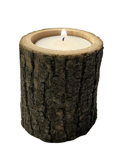 Small (2.5-inch tall) live-edge tea-light candle stand