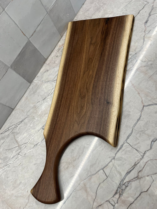 28" x 10.5" Black Walnut Live-Edge Charcuterie Board