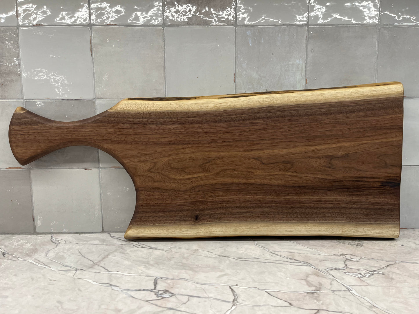 28" x 10.5" Black Walnut Live-Edge Charcuterie Board