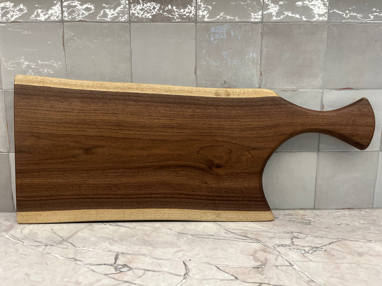 28" x 10.5" Black Walnut Live-Edge Charcuterie Board