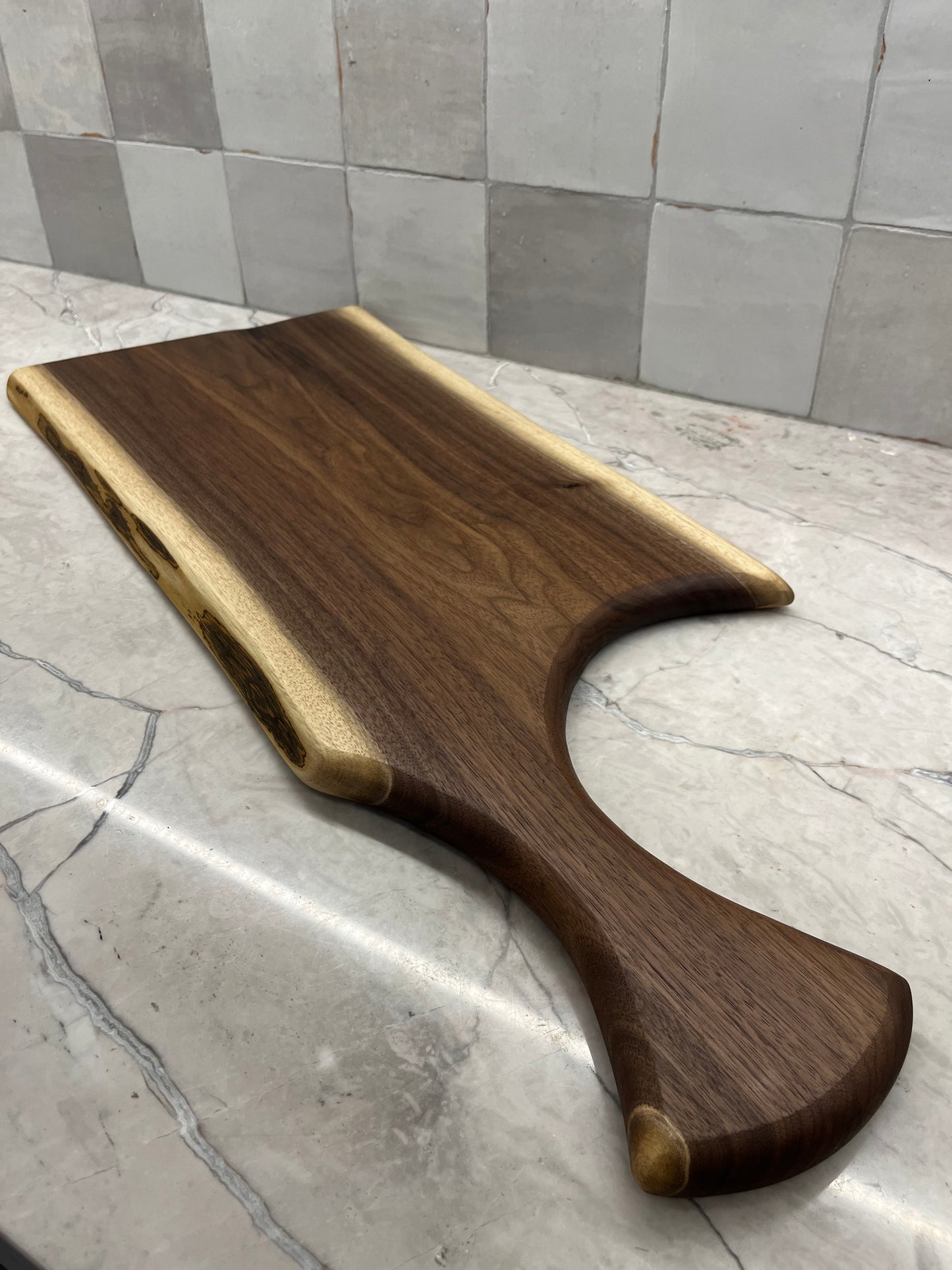 28" x 10.5" Black Walnut Live-Edge Charcuterie Board