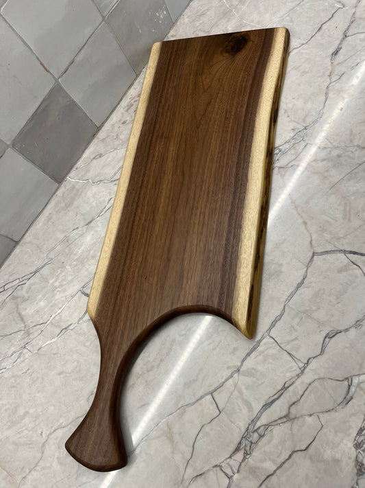 28” x 10” Black Walnut Live-Edge Charcuterie Board